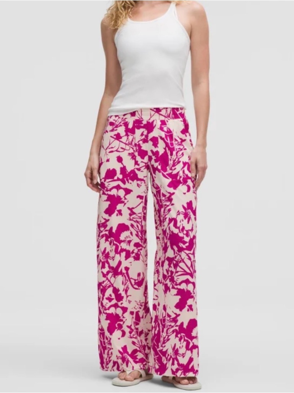 lululemon athletica Wide-Leg Floral Pants in Magenta and Cream - Picture 3 of 11